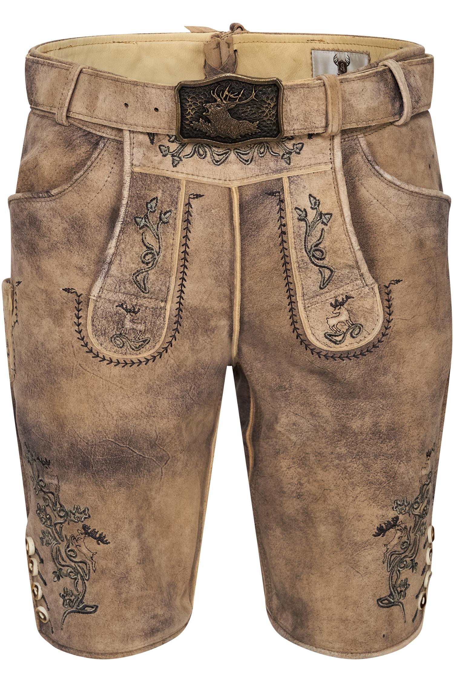 Lederhose Emilio von Gweih & Silk in Steingrau Lederhose Emilio von Gweih & Silk in Hellbraun